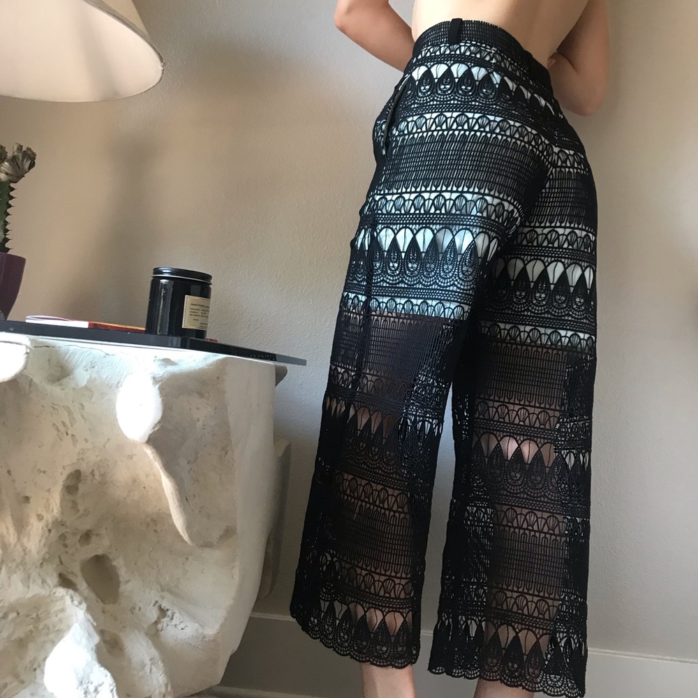 Self portrait cropped semi sheer trousers